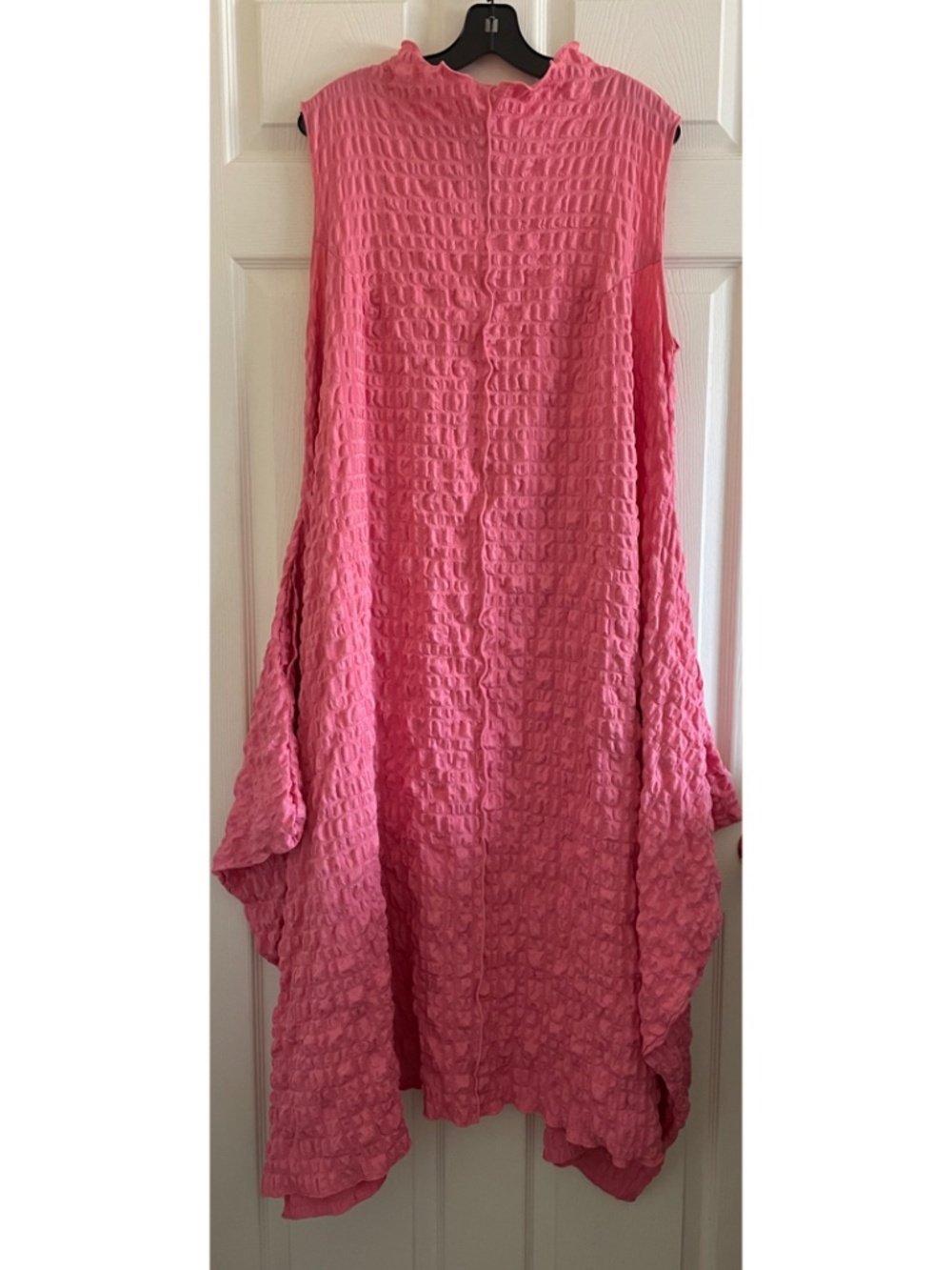 IC COLLECTION Bubble Midi Dress Pink Mock Neck Womens 1X Pockets Textured Swing
